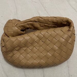 Woven Tan Leather Handbag